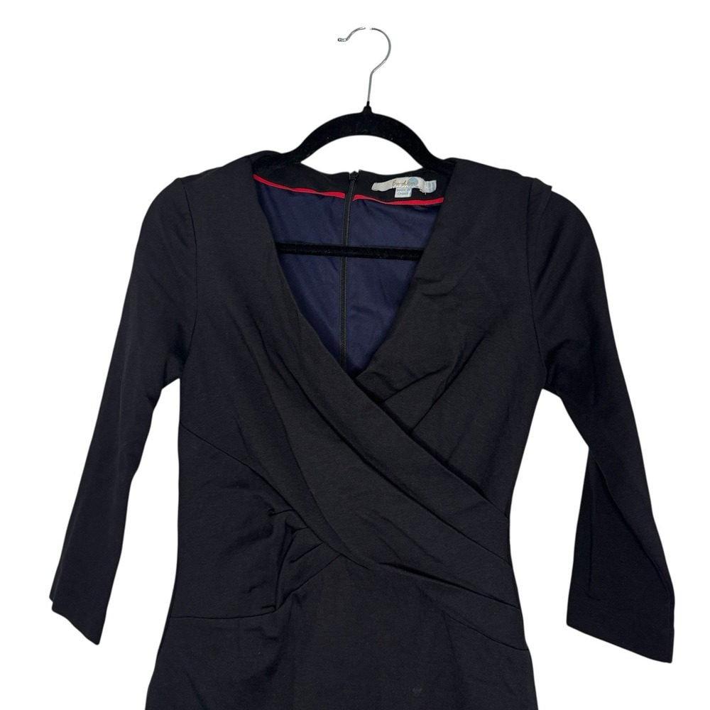Boden Black Fitted Dress Wrap Style Top 6 Petite‎ NWOT